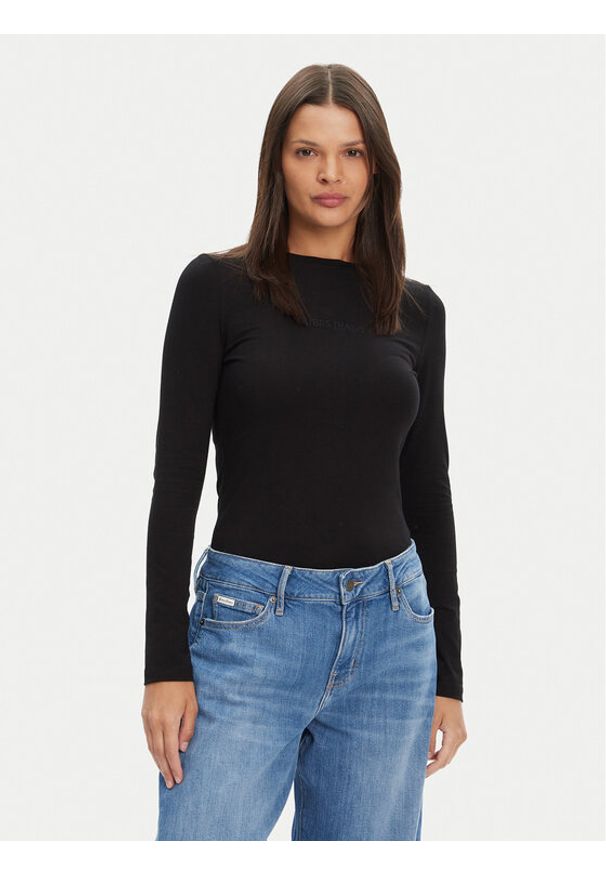 Guess Jeans Bluzka W4YI22 J1314 Czarny Regular Fit. Kolor: czarny. Materiał: bawełna