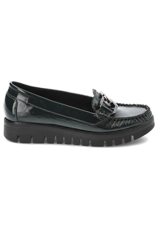 Zielone Półbuty Lemar Damskie Eleganckie Obuwie. Okazja: na co dzień, do pracy. Kolor: zielony. Materiał: jeans, skóra. Styl: elegancki