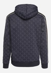 Born2be - Niebieska Bluza z Kapturem w Geometryczny Print Zdobiona Lampasem Venandria. Okazja: na co dzień, na spacer. Typ kołnierza: kaptur. Kolor: niebieski. Materiał: jeans. Długość rękawa: długi rękaw. Długość: długie. Wzór: geometria, aplikacja, nadruk. Styl: sportowy, casual, elegancki, klasyczny #7