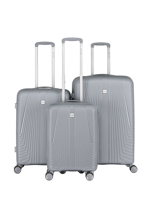 Zestaw walizek podróżnych z tworzywa ABS w szarym kolorze Peterson PTN PP-09-SET3. Kolor: szary