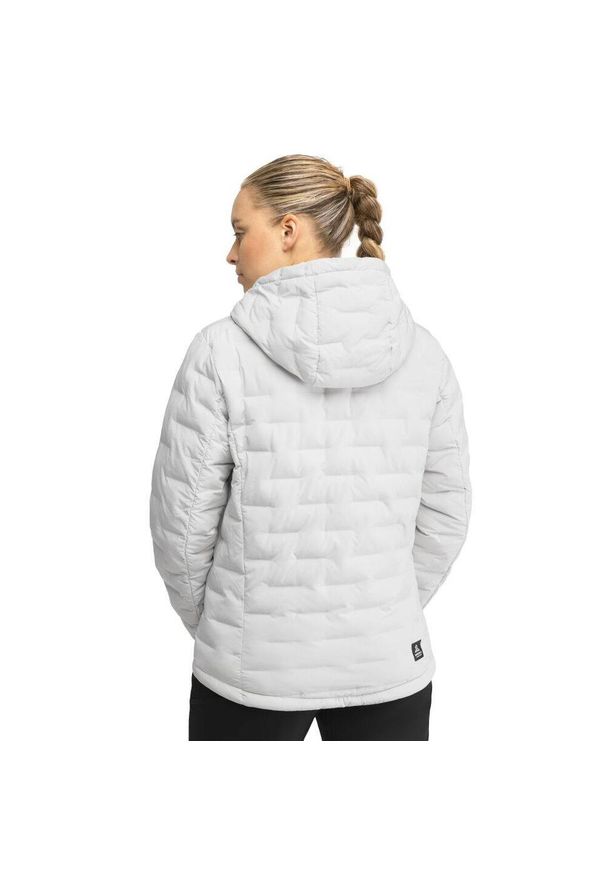 SIROKO - Damska lekka ocieplana kurtka trekkingowa Siroko Bivy. Typ kołnierza: kaptur. Kolor: szary. Materiał: puch. Sport: turystyka piesza