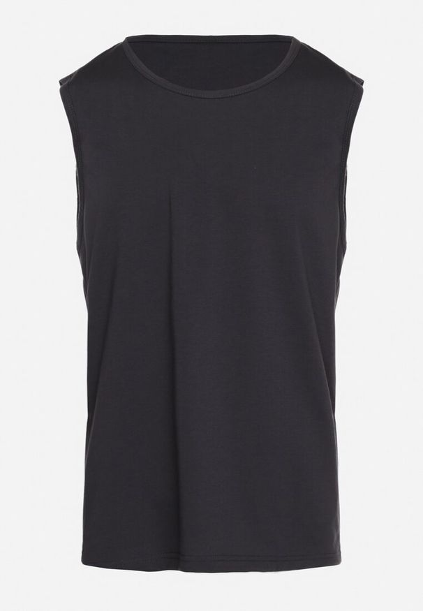 Born2be - Granatowa Klasyczna Koszulka Tank Top Bez Rękawów Lakeana. Kolor: niebieski. Materiał: jeans, materiał. Długość rękawa: bez rękawów