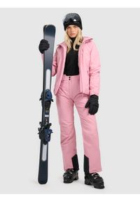 4f - 4F Spodnie narciarskie membrana 5000 damskie - różowe M. Stan: podwyższony. Kolor: różowy. Materiał: poliester, materiał. Wzór: gładki. Sezon: zima. Sport: narciarstwo #1