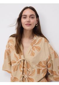 Reserved - Wiązana bluzka z dodatkiem lnu - wielobarwny. Materiał: len #1