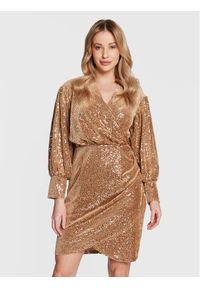 Closet London Sukienka koktajlowa JD875 Brązowy Regular Fit. Kolor: brązowy. Materiał: syntetyk. Styl: wizytowy #1