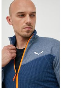 Salewa bluza sportowa Puez Hybrid męska wzorzysta. Kolor: niebieski. Materiał: skóra, syntetyk, polar, materiał. Styl: sportowy