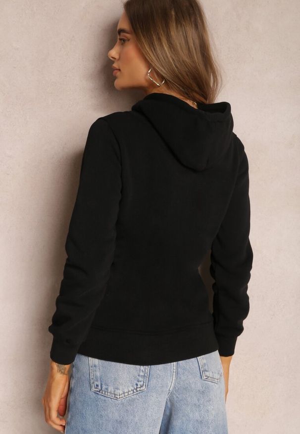 Renee - Czarna Bluza z Kapturem Aweja. Okazja: do domu, na co dzień. Typ kołnierza: kaptur. Kolor: czarny. Materiał: jeans, polar. Styl: klasyczny, casual, elegancki, wizytowy