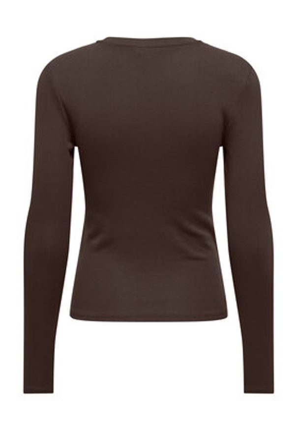 only - ONLY Bluzka Riley 15323159 Brązowy Slim Fit. Kolor: brązowy. Materiał: bawełna
