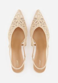 Born2be - Beżowe Siateczkowe Szpilki VICES z Odkrytą Piętą Kwiatami i Cekinami Carillyss. Okazja: na co dzień. Zapięcie: pasek. Kolor: beżowy. Wzór: kwiaty. Obcas: na szpilce. Styl: boho, casual, klasyczny, elegancki. Wysokość obcasa: wysoki #3