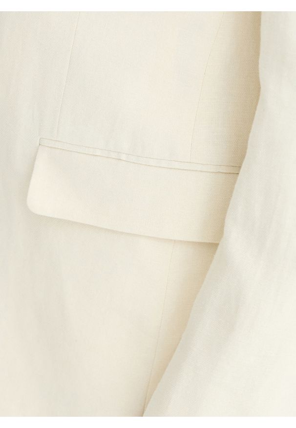 Pako Lorente - PAKO LORENTE - Beżowa marynarka garniturowa z lnem. Kolor: beżowy. Materiał: len. Wzór: gładki. Sezon: wiosna