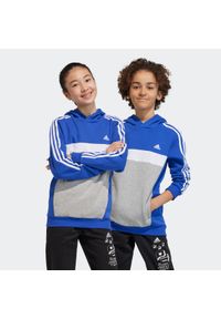 Adidas - Bluza dziecięca ADIDAS z kapturem. Typ kołnierza: kaptur. Kolor: wielokolorowy, szary, niebieski. Materiał: włókno, materiał, bawełna