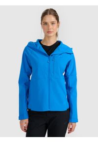 4f - 4F Kurtka softshell wiatroodporna membrana 10000 damska - niebieska XXL. Kolor: niebieski. Materiał: softshell. Technologia: Primaloft. Wzór: gładki. Sport: turystyka piesza, wspinaczka