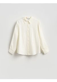 Reserved - Lniana koszula - biały. Kolor: biały. Materiał: len
