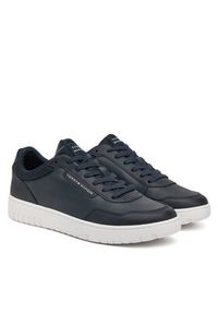 TOMMY HILFIGER - Tommy Hilfiger Sneakersy Th Basket Core Lth Pinperf FM0FM05466 Granatowy. Kolor: niebieski. Materiał: skóra
