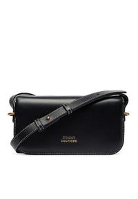 TOMMY HILFIGER - Tommy Hilfiger Torebka Th Script Flap Crossover AW0AW18399 Czarny. Kolor: czarny. Materiał: skórzane #5