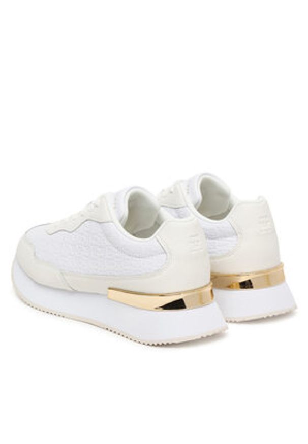 TOMMY HILFIGER - Tommy Hilfiger Sneakersy Th Chic Monogram Runner FW0FW09464 Biały. Kolor: biały. Materiał: skóra