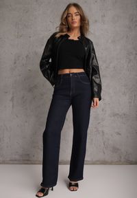 Renee - Czarny Top z Bawełny Ozdobiony Guzikami przy Dekolcie Nediva. Okazja: na co dzień. Kolor: czarny. Materiał: bawełna. Wzór: aplikacja. Styl: casual #5