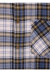 Big-Star - Koszula męska flanelowa w kratę niebiesko-beżowa Koner 401. Typ kołnierza: kołnierzyk klasyczny. Kolor: niebieski. Materiał: jeans, tkanina. Wzór: haft, aplikacja, kratka. Styl: klasyczny