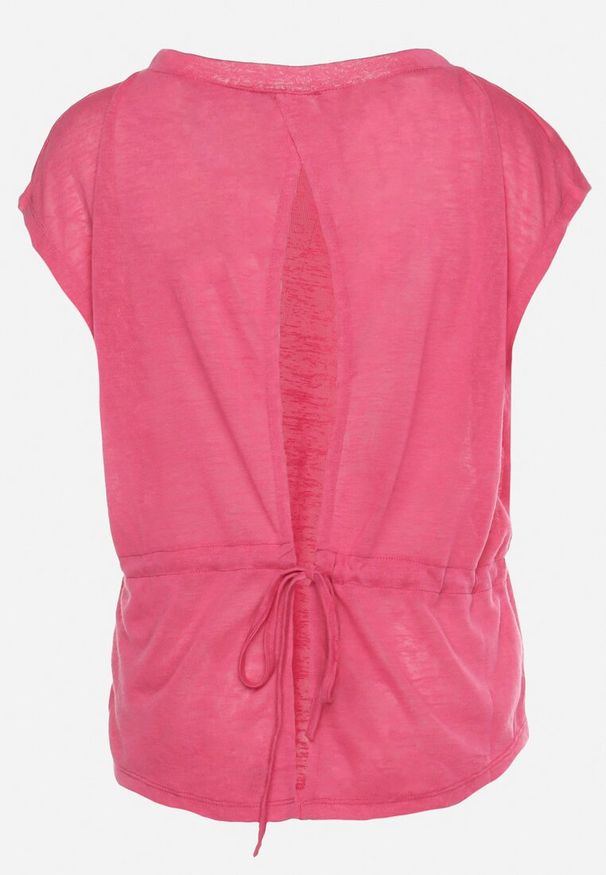 Born2be - Fuksjowy Top bez Rękawów z Regulacją w Talii Wiązany z Rozcięciem na Plecach Tiimadel. Okazja: na co dzień. Kolor: różowy. Długość rękawa: bez rękawów. Styl: klasyczny, casual, elegancki