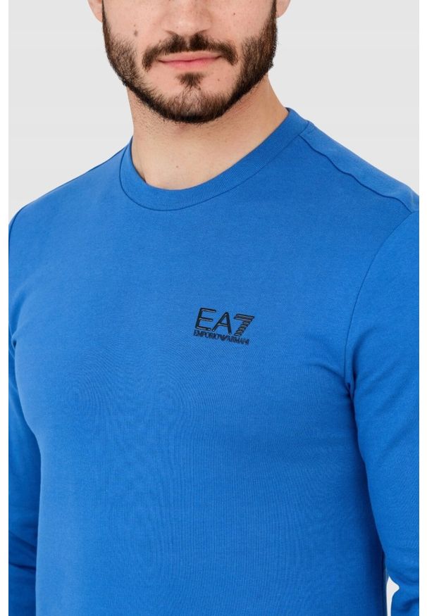 EA7 Emporio Armani - EA7 Niebieska bluza męska z czarnym logo, Rozmiar XXL. Kolor: niebieski