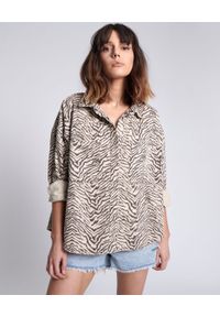 ONETEASPOON - Koszula we wzór zebry Daria. Kolor: brązowy. Materiał: bawełna. Wzór: motyw zwierzęcy
