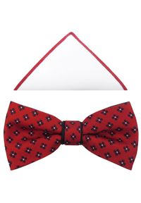 Modini - Czerwona mucha męska w drobne kwiatki A210. Kolor: czerwony. Materiał: poliester, tkanina. Wzór: kwiaty. Styl: elegancki #1