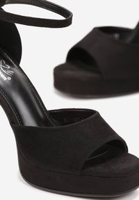 Renee - Czarne Sandały na Słupku i Platformie z Otwartym Noskiem Maesine. Nosek buta: otwarty. Kolor: czarny. Obcas: na platformie #2