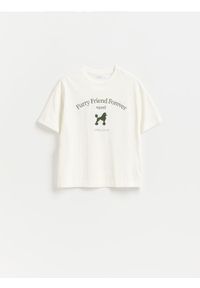 Reserved - T-shirt z nadrukiem - złamana biel. Materiał: bawełna. Wzór: nadruk #1