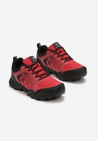 Born2be - Czerwono-Czarne Sznurowane Buty Trekkingowe Do Kostki Trivilla. Nosek buta: okrągły. Zapięcie: sznurówki. Kolor: czerwony. Materiał: materiał. Sezon: wiosna, jesień. Obcas: na obcasie. Wysokość obcasa: niski #2
