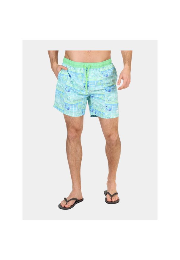 Kąpielówki męskie Nautica Kayron 6". Okazja: na plażę. Kolor: niebieski, zielony, wielokolorowy. Styl: sportowy
