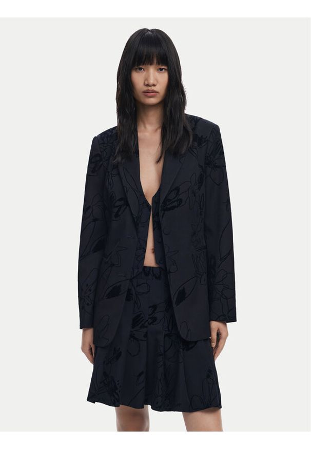 Desigual Marynarka Flockarty 25WWEW19 Czarny Regular Fit. Kolor: czarny. Materiał: syntetyk