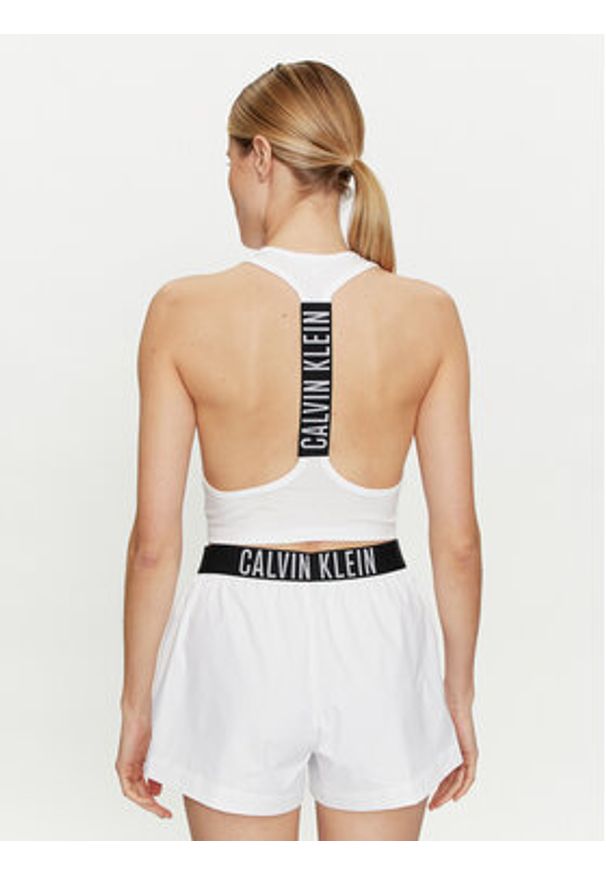 Calvin Klein Swimwear Top KW0KW02481 Biały Slim Fit. Kolor: biały. Materiał: bawełna