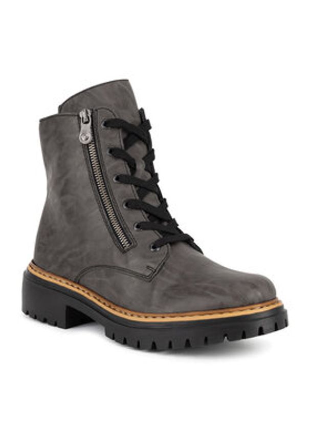 Rieker Botki 72611-45 Szary. Kolor: szary. Materiał: materiał