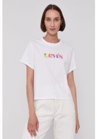 Levi's® - Levi's T-shirt damski kolor biały. Okazja: na spotkanie biznesowe. Kolor: biały. Wzór: nadruk. Styl: biznesowy