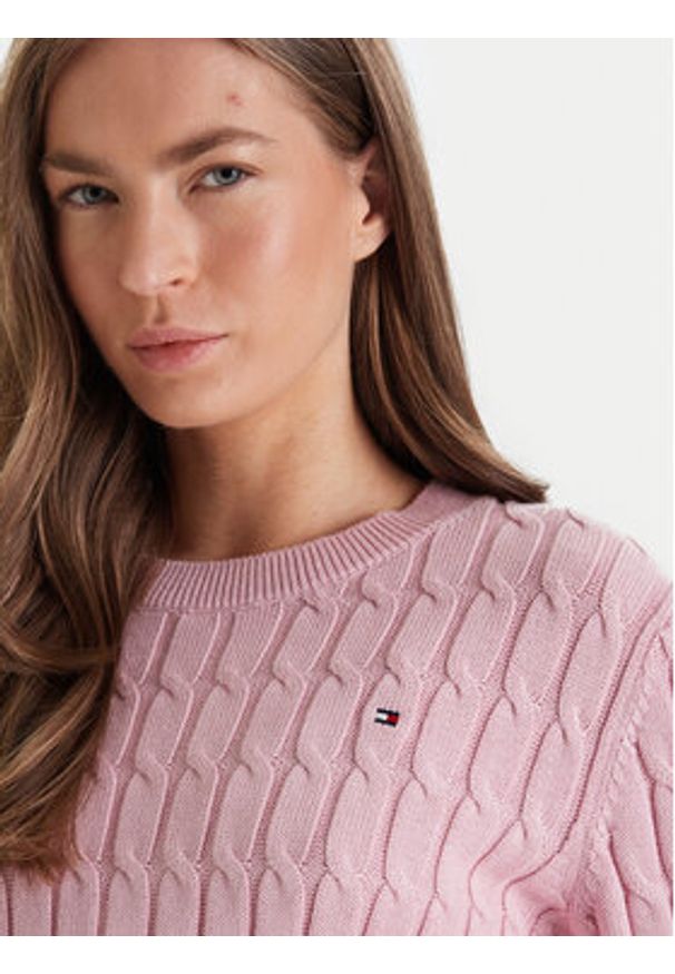 TOMMY HILFIGER - Tommy Hilfiger Sweter WW0WW47644 Różowy Regular Fit. Kolor: różowy. Materiał: bawełna