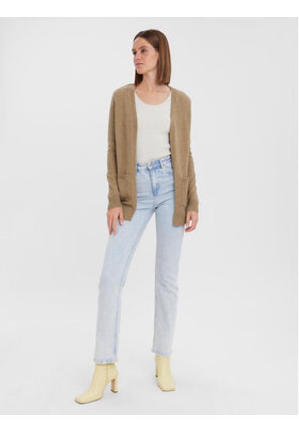 Vero Moda Kardigan 10269434 Beżowy Regular Fit. Kolor: beżowy. Materiał: syntetyk