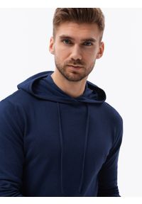 Ombre Clothing - Męska bluza dzianinowa z kapturem - ciemnoniebieska V3 B1532 - XXL. Typ kołnierza: kaptur. Kolor: niebieski. Materiał: dzianina #5