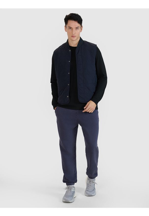 4f - 4F Bezrękawnik ze stójką męski - czarny M. Okazja: na co dzień. Typ kołnierza: kołnierzyk stójkowy. Kolor: czarny. Materiał: syntetyk, materiał, tkanina. Długość rękawa: bez rękawów. Wzór: gładki. Styl: klasyczny, casual, sportowy