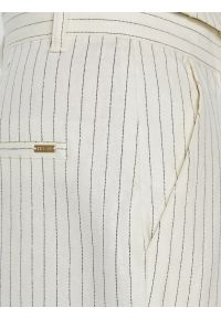 Big-Star - Szorty damskie lniane w prążek kremowe Kinnisa 102. Okazja: na co dzień. Kolor: kremowy. Materiał: len. Wzór: prążki. Sezon: lato. Styl: casual, klasyczny, elegancki #7