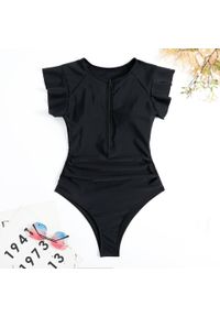 Intica - Strój kąpielowy z rękawkiem i ochroną UV na plażę i basen Sandalia. Kolor: czarny