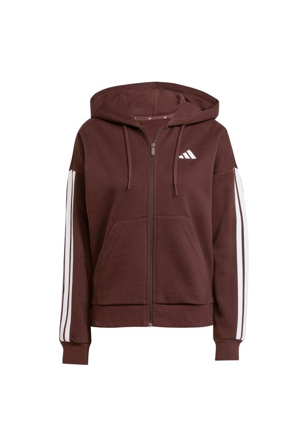 Adidas - Damska bluza dresowa adidas Essentials 3-Stripes. Kolor: wielokolorowy, biały, brązowy. Materiał: dresówka. Sport: fitness