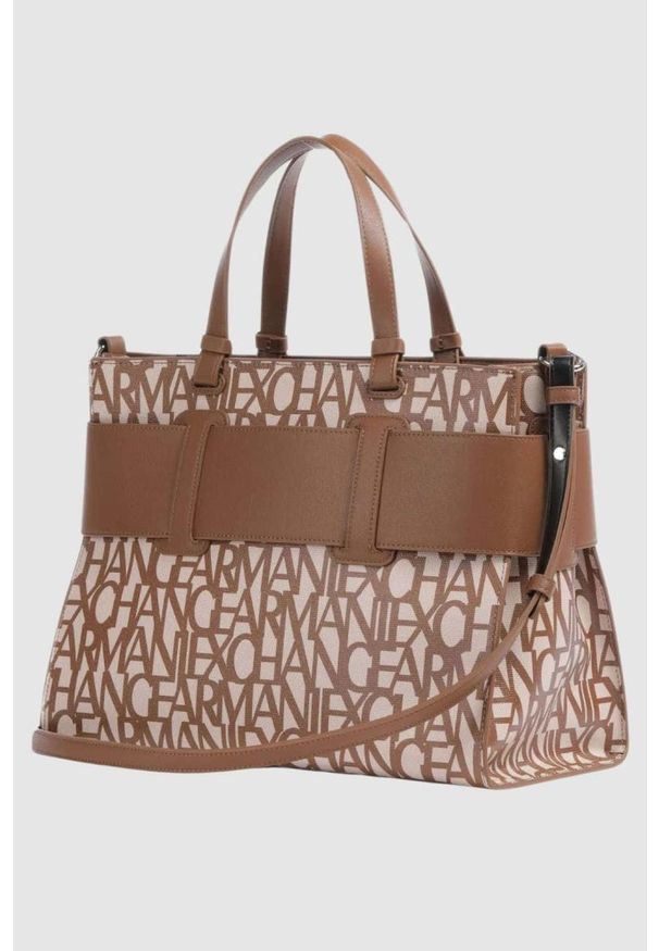 Armani Exchange - ARMANI EXCHANGE Brązowa torebka klasyczna. Kolor: brązowy. Styl: klasyczny