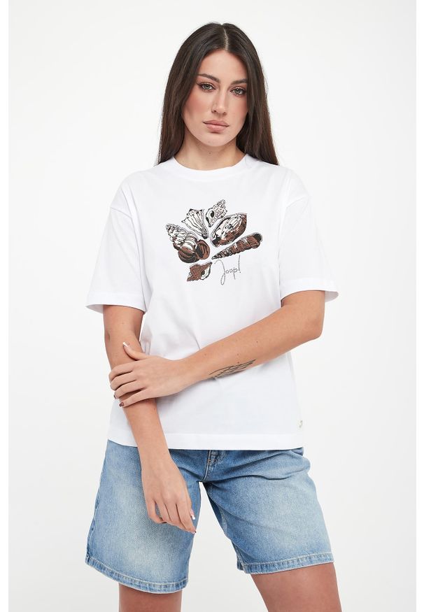 T-shirt damski z nadrukiem muszli Tristane JOOP!. Wzór: nadruk