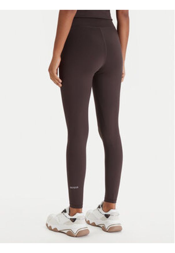 Guess Legginsy V6RB11 KD952 Brązowy Slim Fit. Kolor: brązowy. Materiał: syntetyk