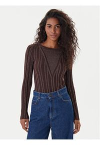 Fracomina Sweter FJ25WT7013K463Q7 Brązowy Slim Fit. Kolor: brązowy. Materiał: syntetyk