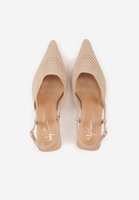 Renee - Beżowe Ażurowe Sandały na Szpilce Slingback Erilise. Zapięcie: sprzączka. Kolor: beżowy. Wzór: ażurowy. Obcas: na szpilce. Styl: elegancki #7