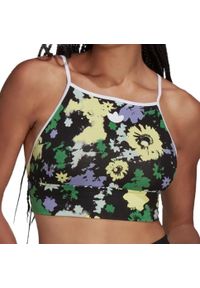 Top sportowy damski Adidas Floral wzorzysty. Kolor: czarny