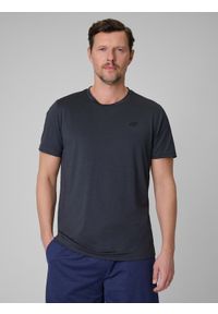 4f - 4F Koszulka treningowa regular szybkoschnąca męska - granatowa L. Kolor: czarny. Materiał: skóra. Sport: fitness #1