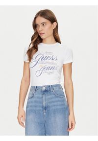 Guess Jeans T-Shirt W5GI24 J1314 Biały Regular Fit. Kolor: biały. Materiał: bawełna