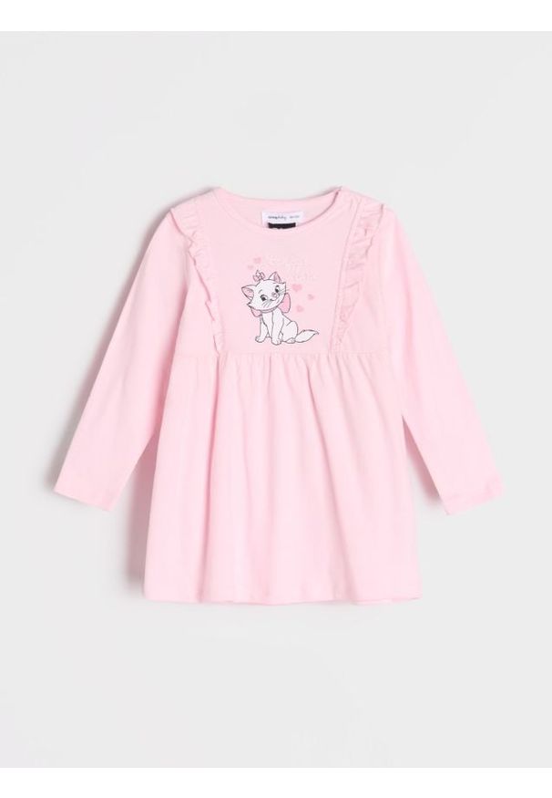 Sinsay - Sukienka Disney - różowy. Kolor: różowy. Wzór: motyw z bajki